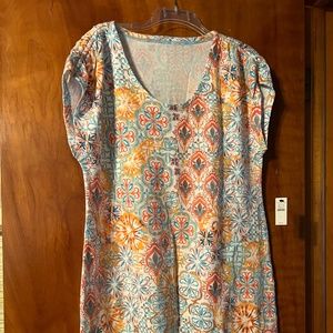 Talbots summer lightweight cotton shift in refreshing tile pattern.